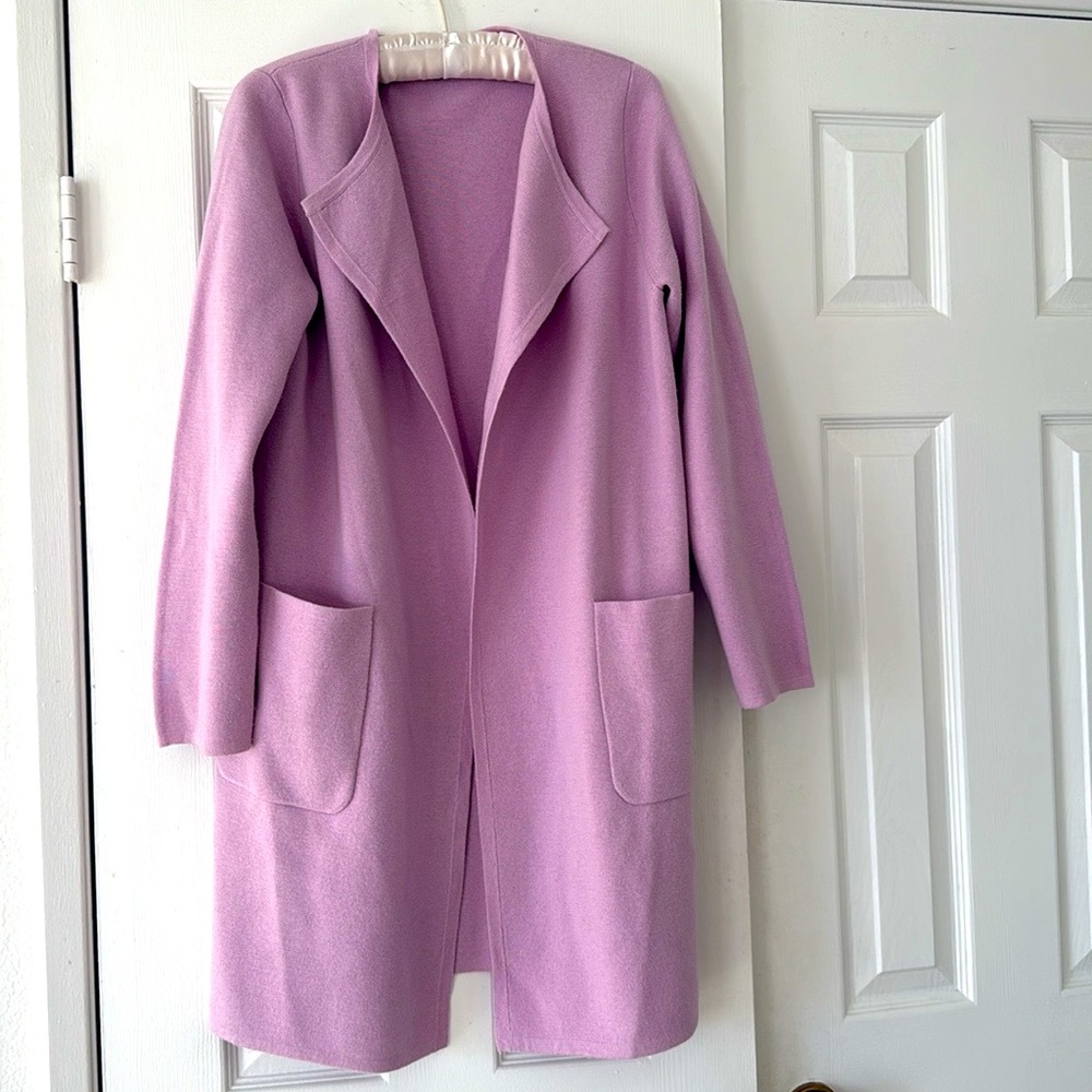 J. Crew sweater coat in orchid/lilac pink